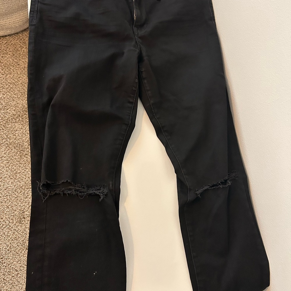 Madewell Black Distressed Straight Leg Jeans